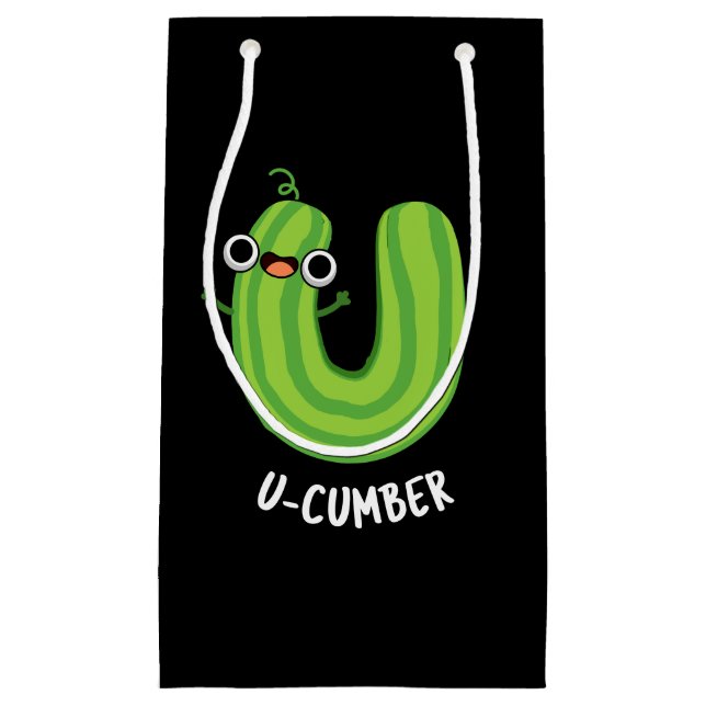 U-Nummer Funny Cucumber Pun Dark BG Kleine Geschenktüte (Vorderseite)