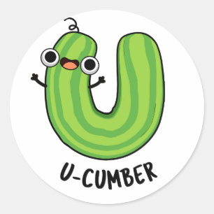 U-Nummer Funny Cucumber Pun Runder Aufkleber