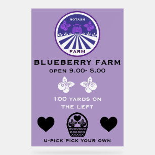 U-Pick Blueberry Farm Werbeaktion Acrylschild