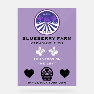 U-Pick Blueberry Farm Werbeaktion Acrylschild