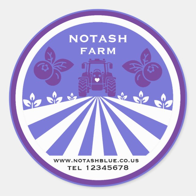 U-Pick Blueberry Farm Werbeaktion Runder Aufkleber (Vorderseite)