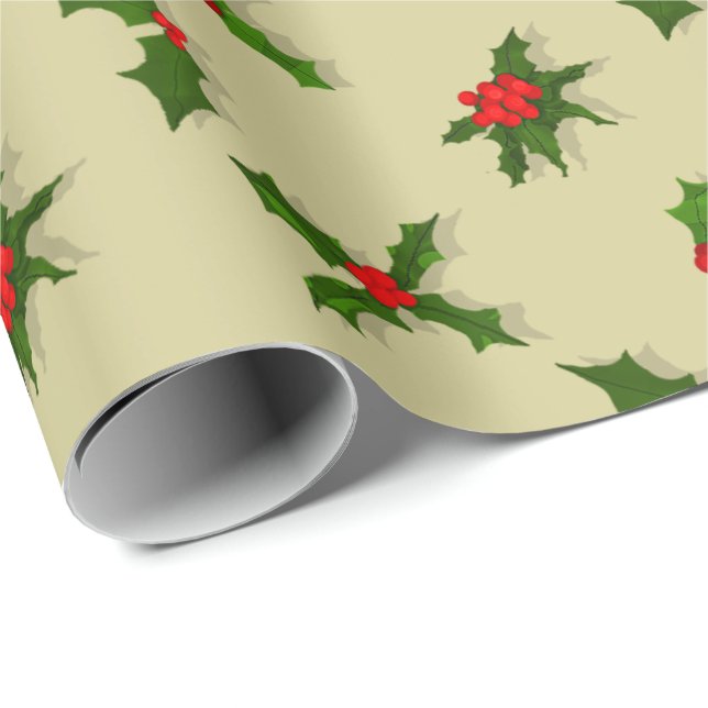 U Pick Color/ Christmas Holiday Holly Berries Geschenkpapier (Rolleneckpunkt)