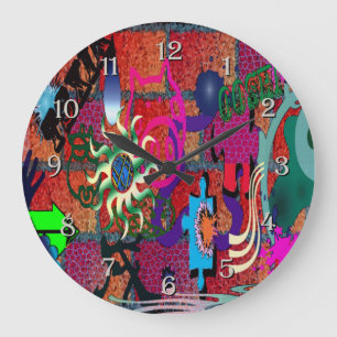 U-pick Farbe/ Graffiti-Kunst auf Backsteinmauer Große Wanduhr