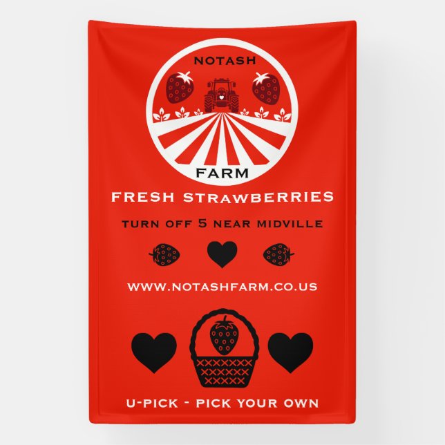 U-Pick Strawberry Farm Werbeaktion Banner (Vertikal)