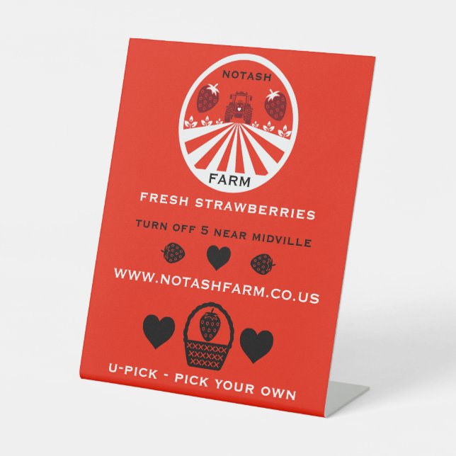 U-Pick Strawberry Farm Werbeaktion Sockelschild (Vorderseite)