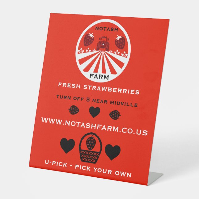 U-Pick Strawberry Farm Werbeaktion Sockelschild (Vorderseite)