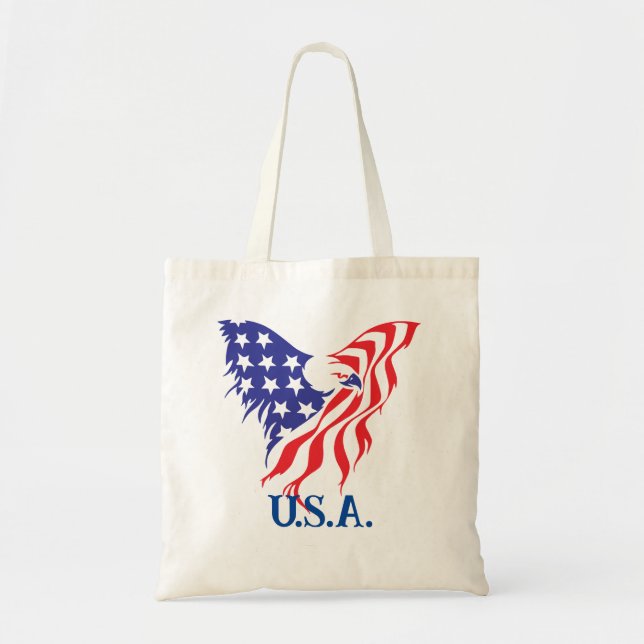 "U.S.A." Monogram Patriotic Totbeutel Tragetasche (Vorne)