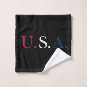 U.S.A. Rot-Weiß-Blau-Lettering-Design  Waschlappen