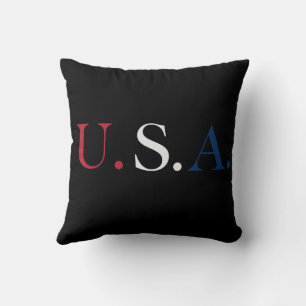 U.S.A. Rot-Weiß-Blau-Lettern-Design Kissen