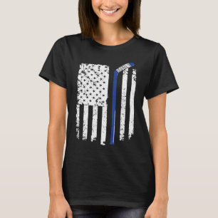 U S American Flag Hockey Stick as Strip T-Shirt