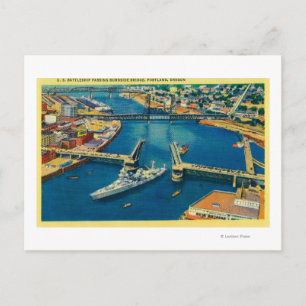 U.S. Battleship durch Portland Postkarte