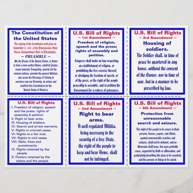 U.S. Bill of Rights Pocket Pamphlet Flyer (Vorne)