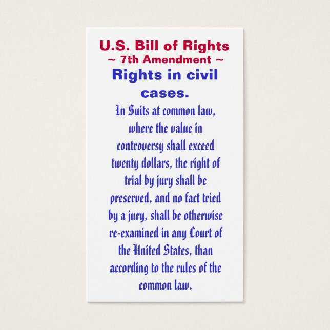 U.S. Bill of Rights, ~ Siebter (siebter) Änderungs (Vorderseite)