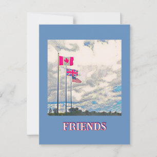 U.S., BRITAIN, KANADA FLAGS / FREUNDE POSTKARTE
