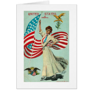 U.S. Dame u. Flagge, frühes 1900's