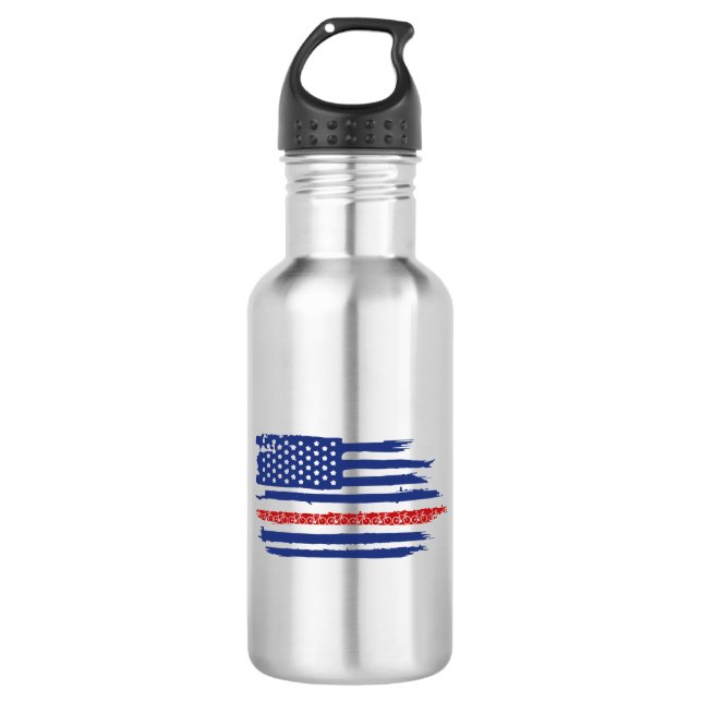 U.S. Flag Cycling Edelstahlflasche (Vorderseite)