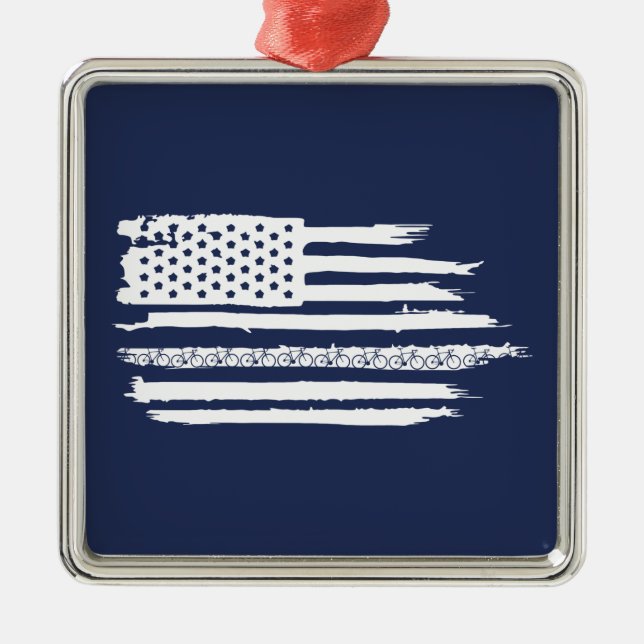 U.S. Flag Cycling Ornament Aus Metall (Vorne)