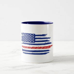 U.S. Flag Cycling Zweifarbige Tasse
