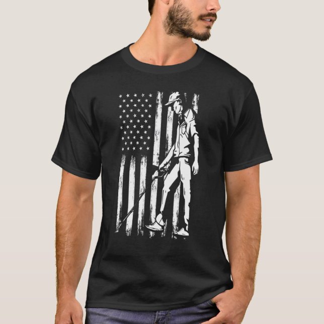 U.S. Flag Metal Detection 4. Juli Metal de T-Shirt (Vorderseite)