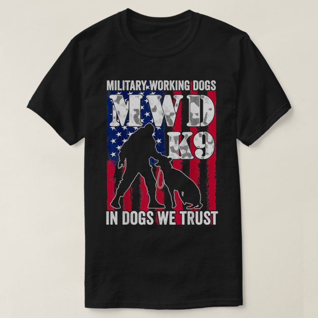 U.S. Flag MWD K9 Offizier Militärdienst Hundepoliz T-Shirt (Design vorne)