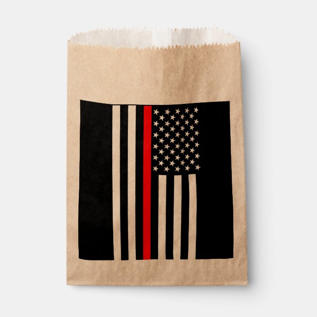 U.S. Flag Thin Red Line Symbolic Memorial auf eine Geschenktütchen (Vorderseite)