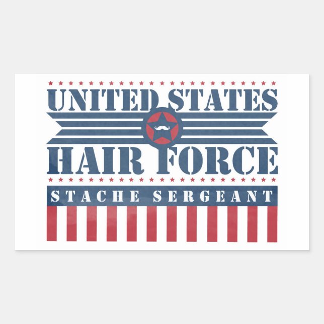 U.S. Hair Force Stache Sergeant Rechteckiger Aufkleber (Vorderseite)