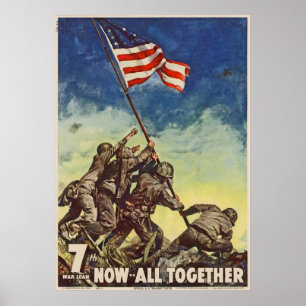 U.S. Marine Corps Vintag "Jetzt alle zusammen" Poster