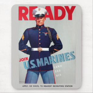 U.S. Marine Corps Vintage WWII "Bereit" Poster Mousepad