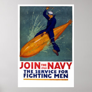 U.S. MARINE Plakat - Weltkrieg-Seemann reitet eine