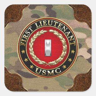 U.S. Marines: Erster Leutnant (USMC 1stLt) [3D] Quadratischer Aufkleber