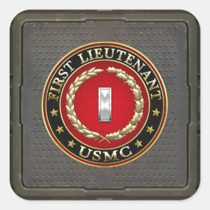 U.S. Marines: Erster Leutnant (USMC 1stLt) [3D] Quadratischer Aufkleber
