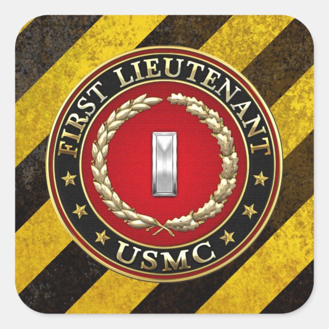 U.S. Marines: Erster Leutnant (USMC 1stLt) [3D] Quadratischer Aufkleber (Vorderseite)