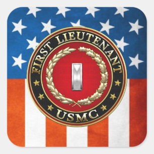 U.S. Marines: Erster Leutnant (USMC 1stLt) [3D] Quadratischer Aufkleber