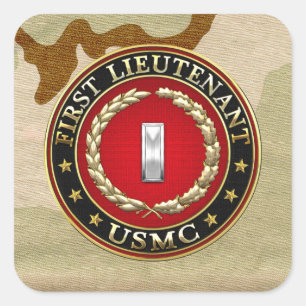 U.S. Marines: Erster Leutnant (USMC 1stLt) [3D] Quadratischer Aufkleber