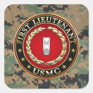 U.S. Marines: Erster Leutnant (USMC 1stLt) [3D] Quadratischer Aufkleber