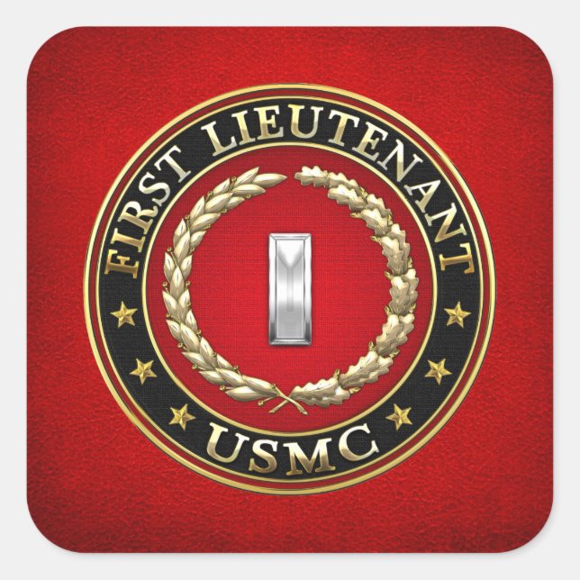 U.S. Marines: Erster Leutnant (USMC 1stLt) [3D] Quadratischer Aufkleber (Vorderseite)