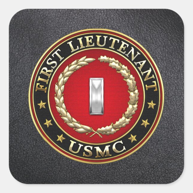 U.S. Marines: Erster Leutnant (USMC 1stLt) [3D] Quadratischer Aufkleber (Vorderseite)