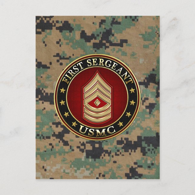 U.S. Marines: Erster Sergeant (USMC 1stSgt) [3D] Postkarte (Vorderseite)