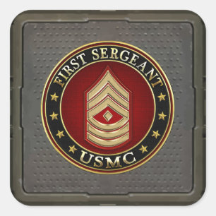 U.S. Marines: Erster Sergeant (USMC 1stSgt) [3D] Quadratischer Aufkleber