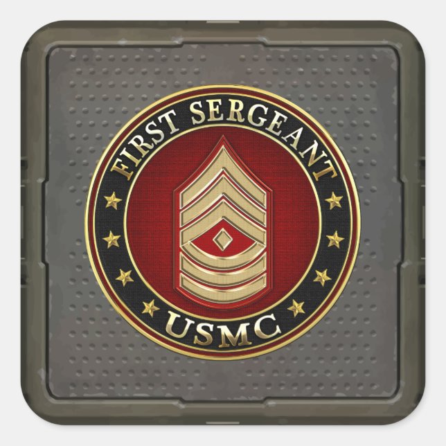 U.S. Marines: Erster Sergeant (USMC 1stSgt) [3D] Quadratischer Aufkleber (Vorderseite)