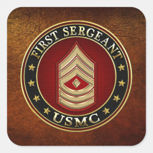U.S. Marines: Erster Sergeant (USMC 1stSgt) [3D] Quadratischer Aufkleber