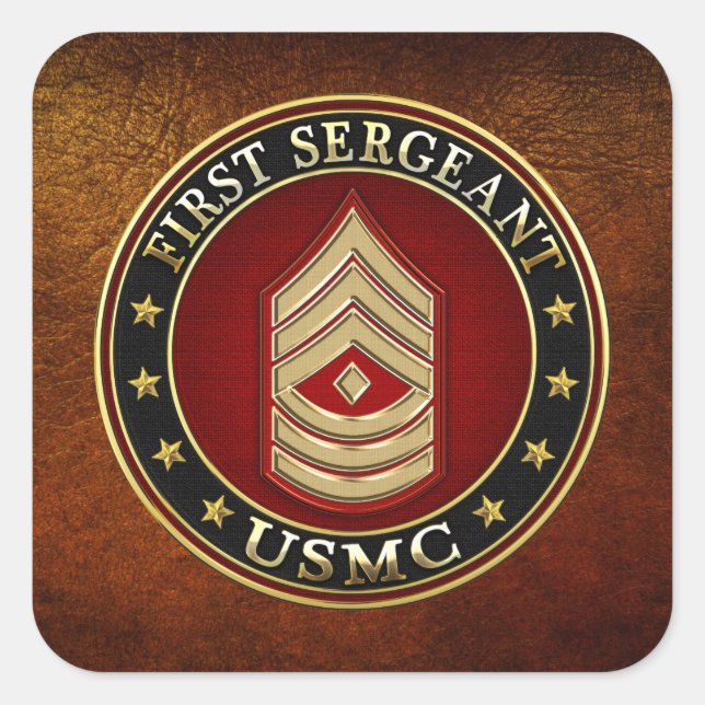 U.S. Marines: Erster Sergeant (USMC 1stSgt) [3D] Quadratischer Aufkleber (Vorderseite)