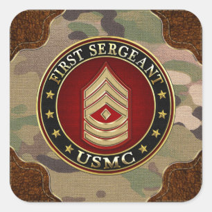 U.S. Marines: Erster Sergeant (USMC 1stSgt) [3D] Quadratischer Aufkleber