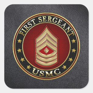 U.S. Marines: Erster Sergeant (USMC 1stSgt) [3D] Quadratischer Aufkleber