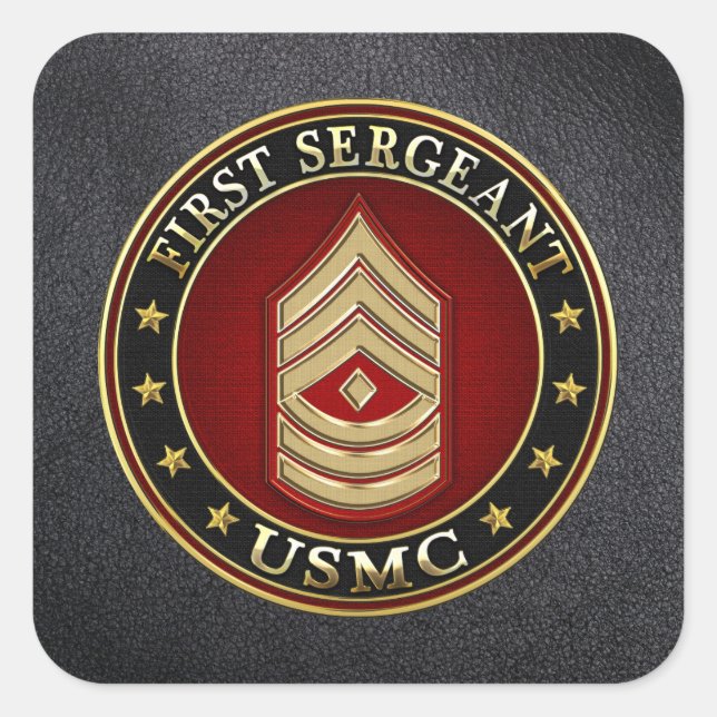 U.S. Marines: Erster Sergeant (USMC 1stSgt) [3D] Quadratischer Aufkleber (Vorderseite)