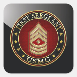 U.S. Marines: Erster Sergeant (USMC 1stSgt) [3D] Quadratischer Aufkleber