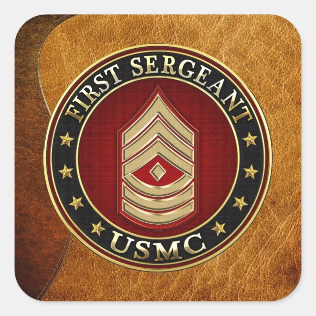 U.S. Marines: Erster Sergeant (USMC 1stSgt) [3D] Quadratischer Aufkleber (Vorderseite)