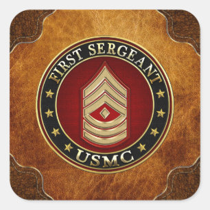 U.S. Marines: Erster Sergeant (USMC 1stSgt) [3D] Quadratischer Aufkleber