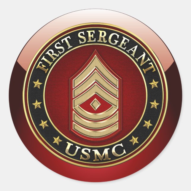 U.S. Marines: Erster Sergeant (USMC 1stSgt) [3D] Runder Aufkleber (Vorderseite)