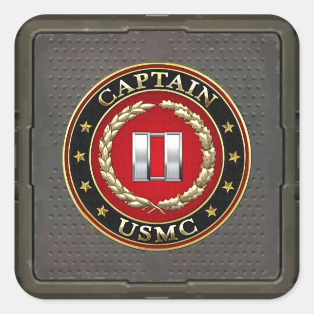 U.S. Marines: Kapitän (USMC Capt) [3D] Quadratischer Aufkleber (Vorderseite)